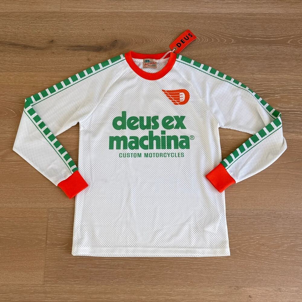Deus Ex Machina Moto Jersey Ventura Size XS White Green Red